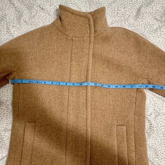 J.Crew Stadium Cocoon Nello Gori Wool Blend Beige Tan Peacoat Sz 0 - Picture 9 of 9